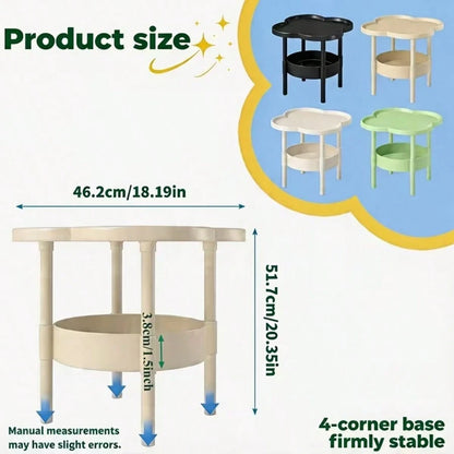 Two-Tier Modern Side Table, Four-Leaf Clover-Shaped Coffee Table, Small Bedside Table, Sofa, Bedroom, Living Room, Side Table, Snack Table