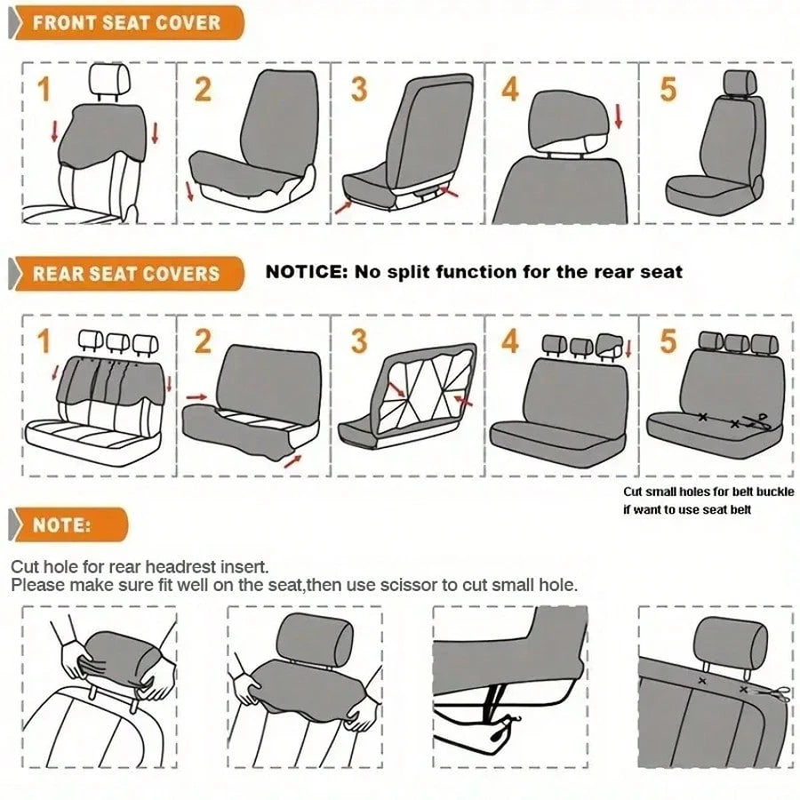 Unisex Car Seat Covers, 5-Seat Full Coverage, Protects Seats, Easy To Install, Breathable Fabric, Suitable For Most Car Models On The Market, All-Season Design.