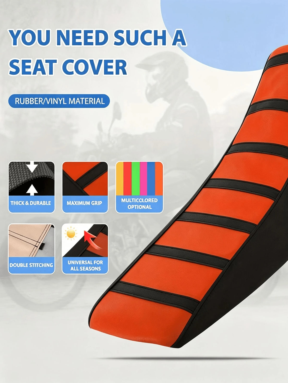 Universal Off-Road Motorcycle Seat Cover, Suitable For Most Off-Road Motorcycles, Off-Road Vehicles And Off-Road Bikes, Such As SUZUKI And KAWASAKI