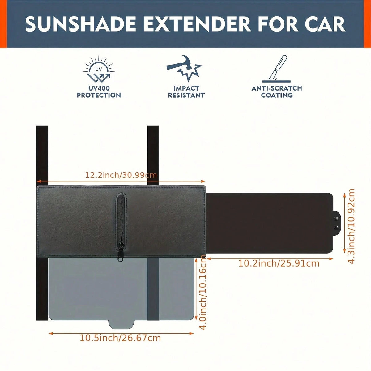 Upgraded UV400 Anti-Glare Car Sunshades Polarized Sun Visor For Car With Zipper Slider-PC Lens And Side Sunshade, UV-Filtering/ Protection For Driving
