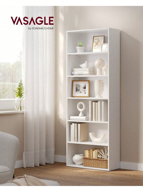 VASAGLE Bookshelf, 6-Tier Bookcase, Book Shelf Furniture, Open Storage Shelves, Room Decor, For Living Room, Home Office, Dinning Room, 9.4 X 23.6 X 63.3 Inches, Cloud White