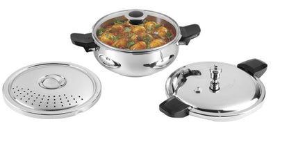 Vinod Magic Stainless Steel Smart 3 in 1 Pressure Cooker 5.5 Litre Open Box Store Pickup Only
