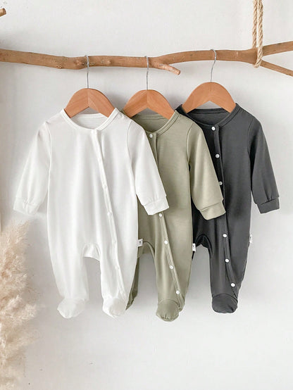 Vintaside Kids 3pcs Newborn Baby Romper Set, Long Sleeve Footed Crawler Suit, Home Wear Work For Baby Boys And Girls Olive Green Light Grey White Autumn Western 2016