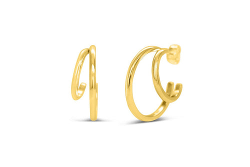 Waterproof Hi-Lo Tide Gold Double Hoops Waterproof Hi-Lo Tide Gold Double Hoops Earrings