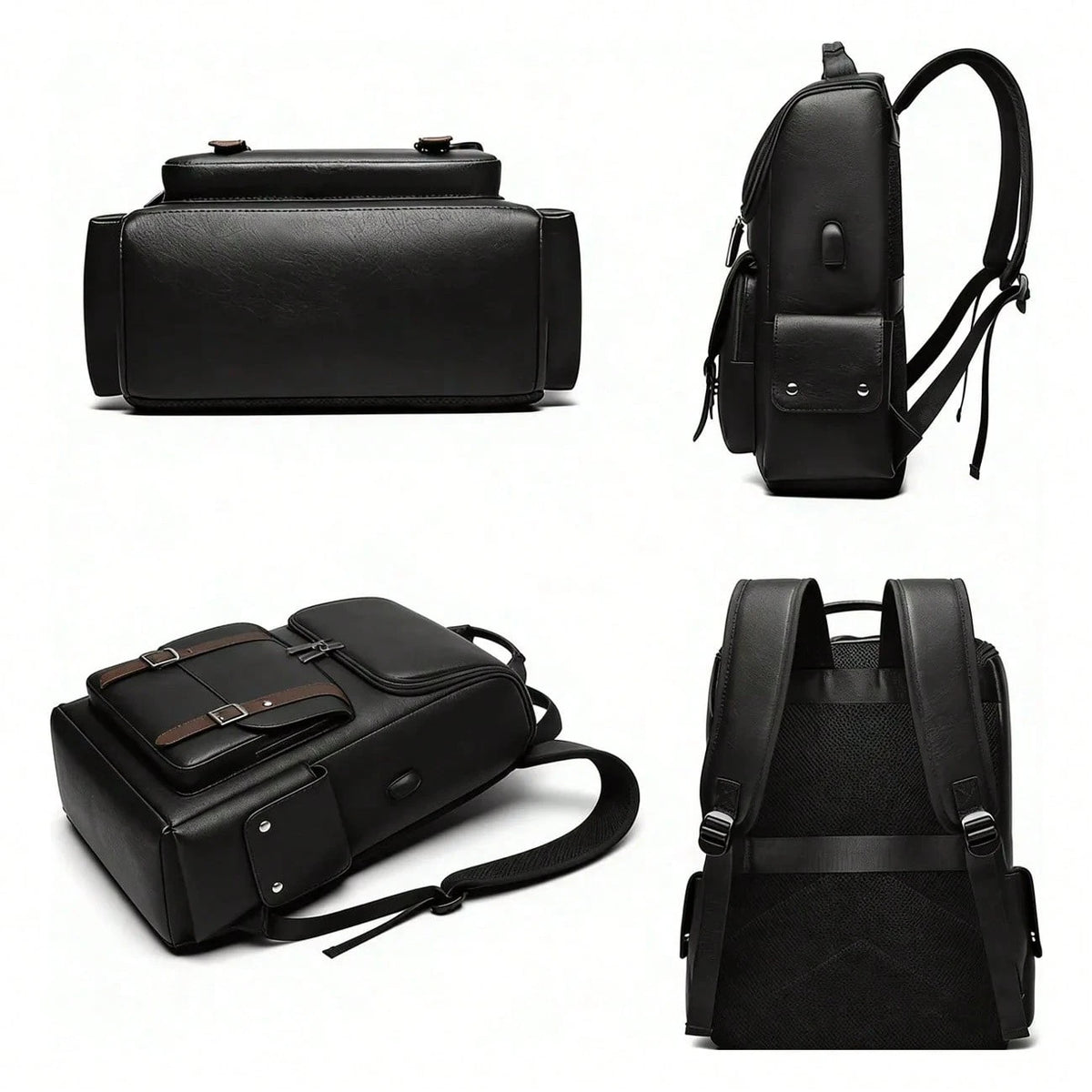 Waterproof Leather Laptop Backpack For Men 156 Inch Business Travel Rucksack School Office Casual Daypack With USB Charging Port And Anti Theft Design
