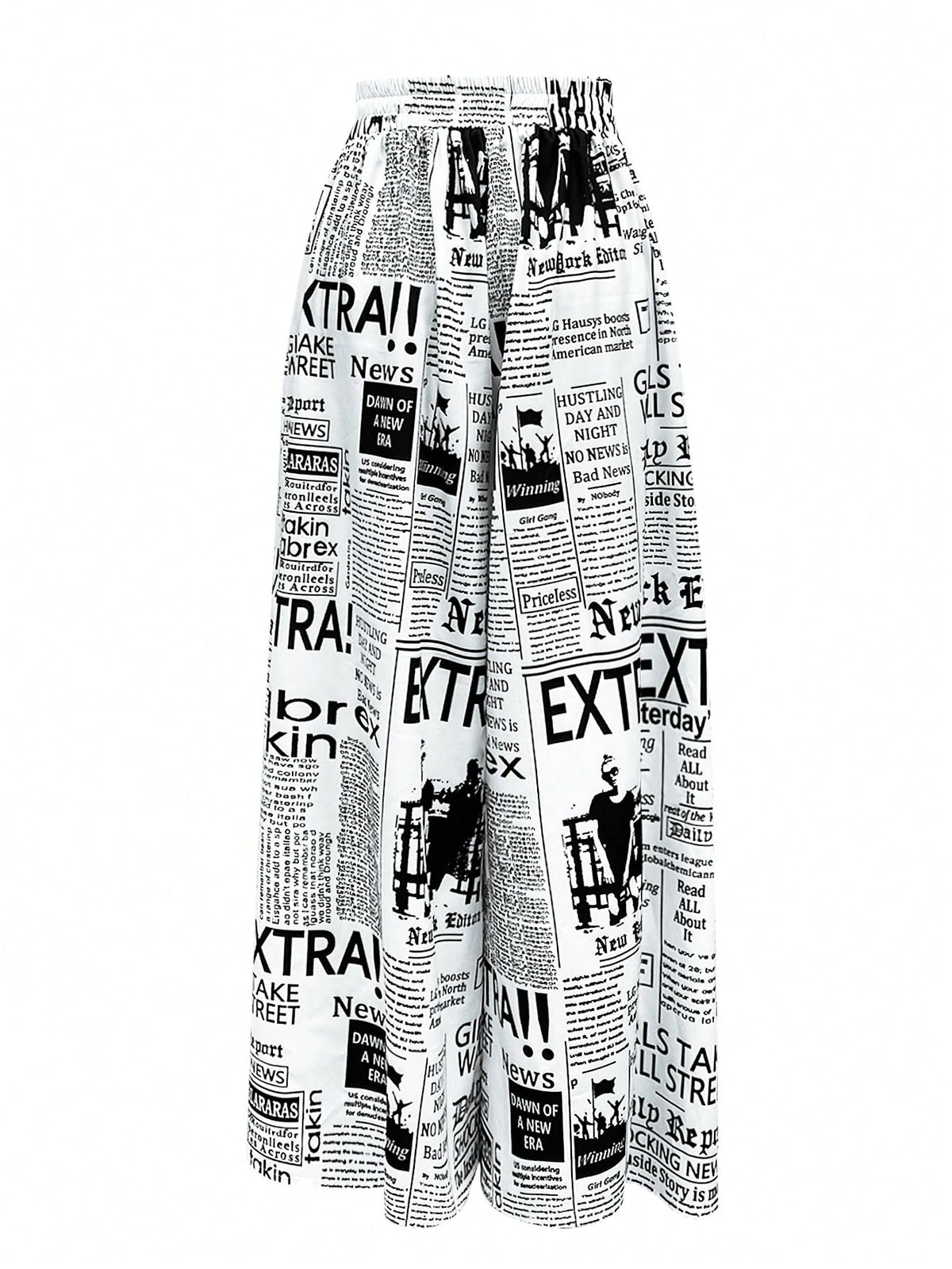 Women's Random Print Minimalist High Waisted Casual Pants, Elegant For Summer And Spring White