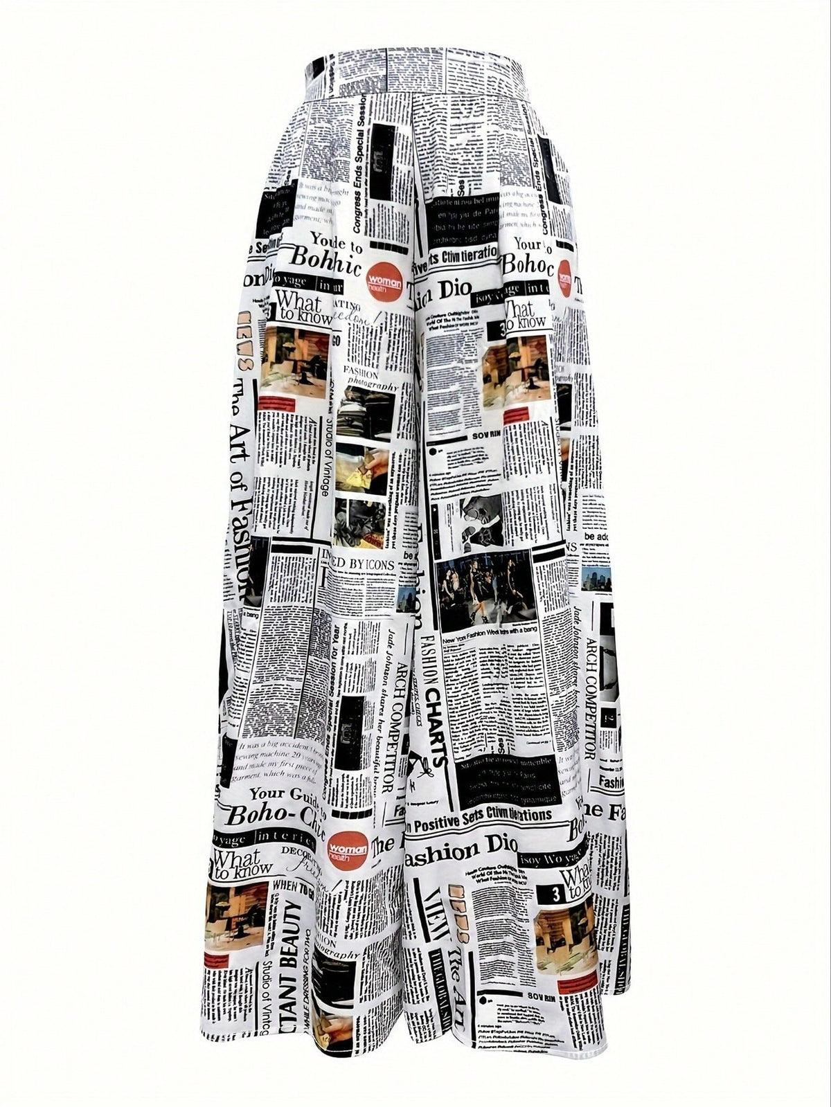 Women's Random Print Minimalist High Waisted Casual Pants, Elegant For Summer And Spring White
