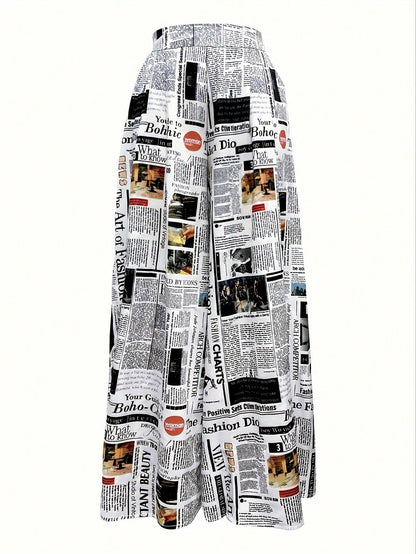 Women's Random Print Minimalist High Waisted Casual Pants, Elegant For Summer And Spring White