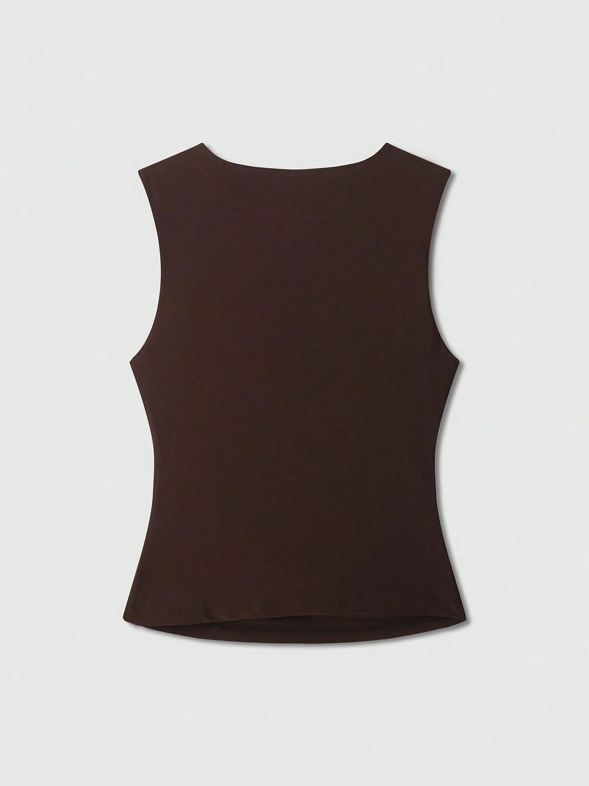 Women's Solid Color Round Neck Casual Draped Tank Top Summer Brown