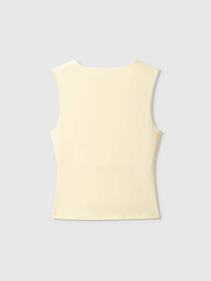 Women's Solid Color Round Neck Casual Draped Tank Top Summer Brown