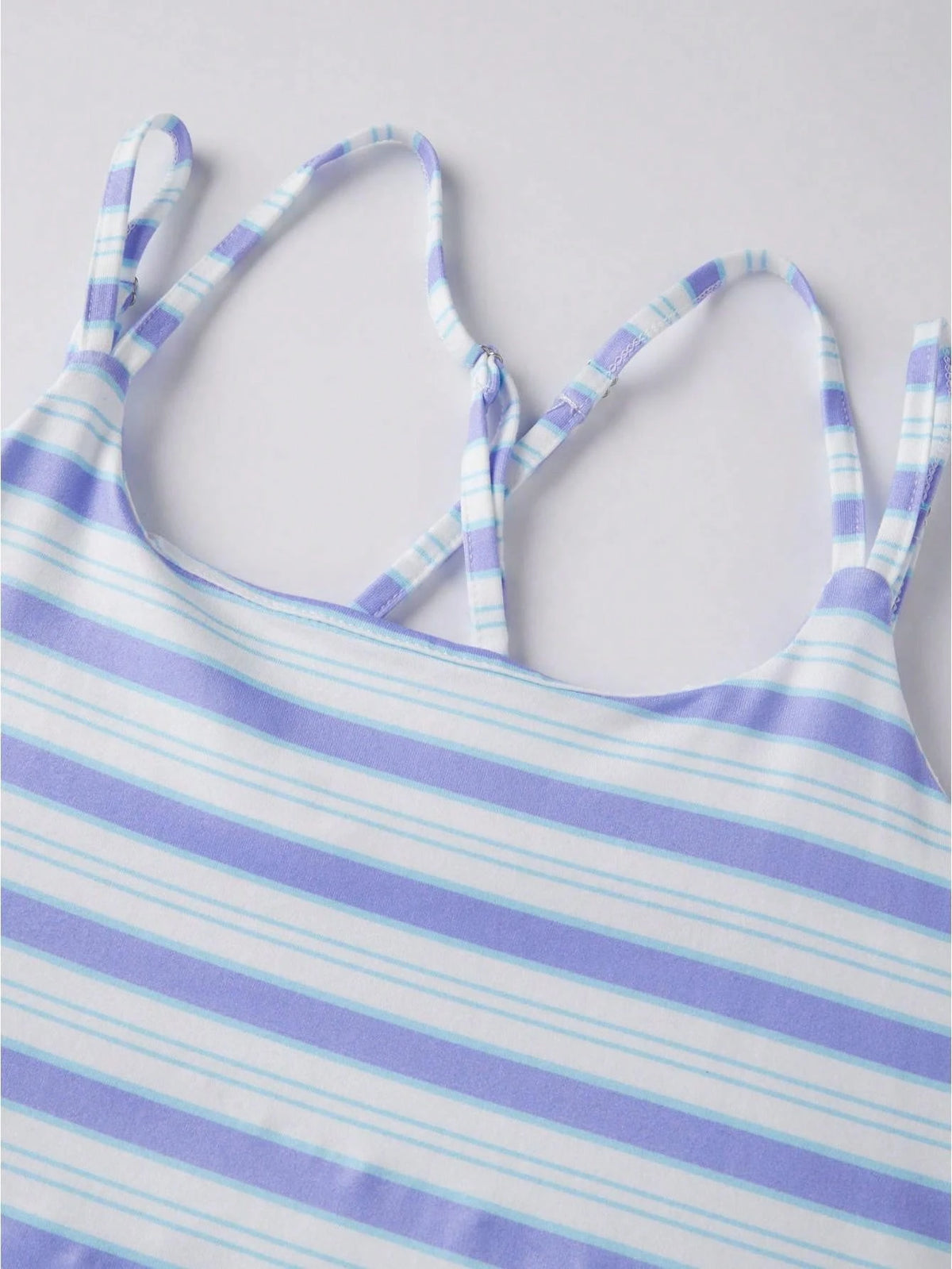 Women's Striped Mini Cami Dress Spaghetti Strap Square Neck Bodycon Short Dress Summer Sleeveless Backless Slim Fit Going Out Dresses Beach Sundress