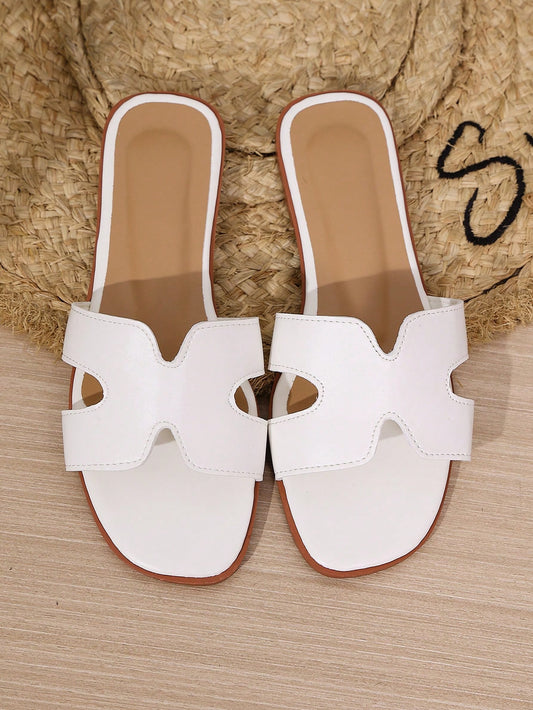 Women's Summer Flat Versatile Fashion Minimalist Lightweight Outdoor Comfortable Soft Open Toe Slides Sandals Beach Shoes