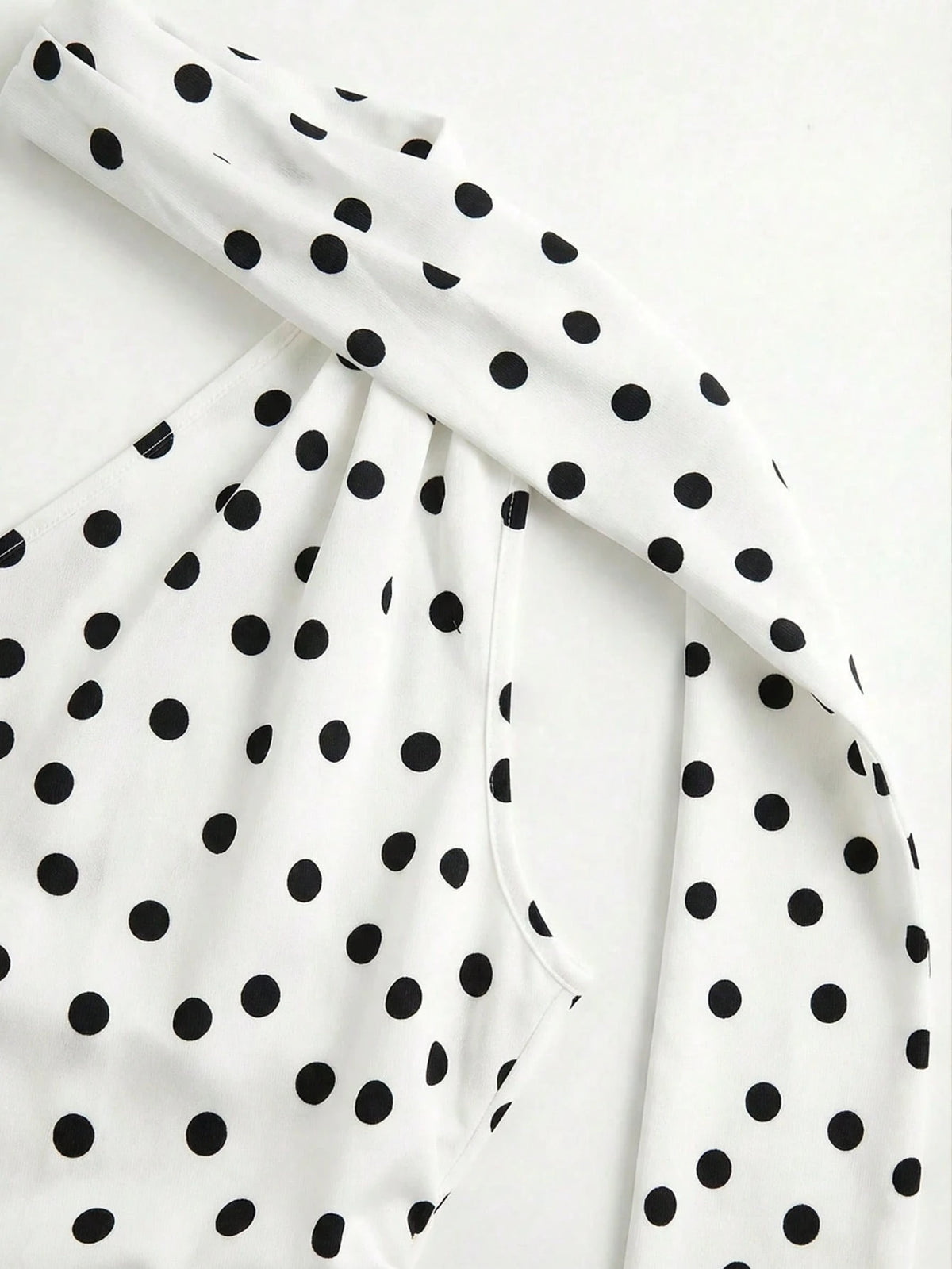 Women's Summer Sexy Casual Elegant Polka Dot Print Cold Shoulder Asymmetric Sleeveless Ruched Fitted Halter Tie Tank Top, Daily Commute Graduation Back To School Outfit