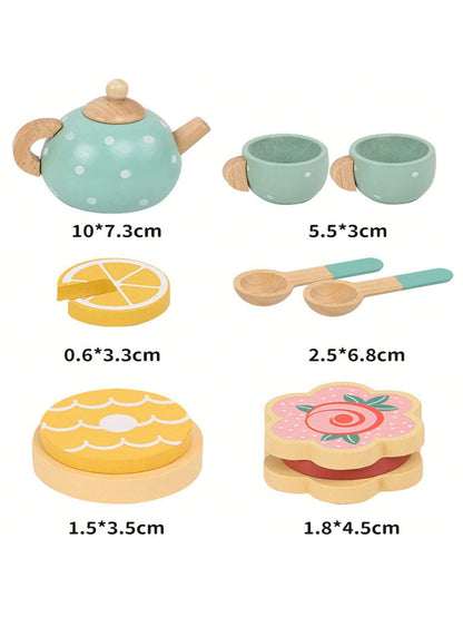 Wooden Afternoon Tea Set Toy Pretend Play Food Learning Role Play Game Early Educational Toys For Toddlers Girls Boys Kids Gifts