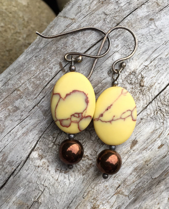 Yellow Turquoise Drop Earrings