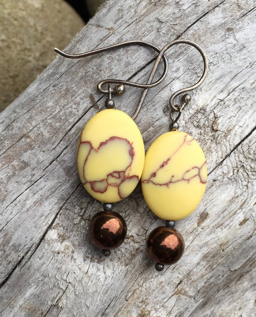 Yellow Turquoise Drop Earrings