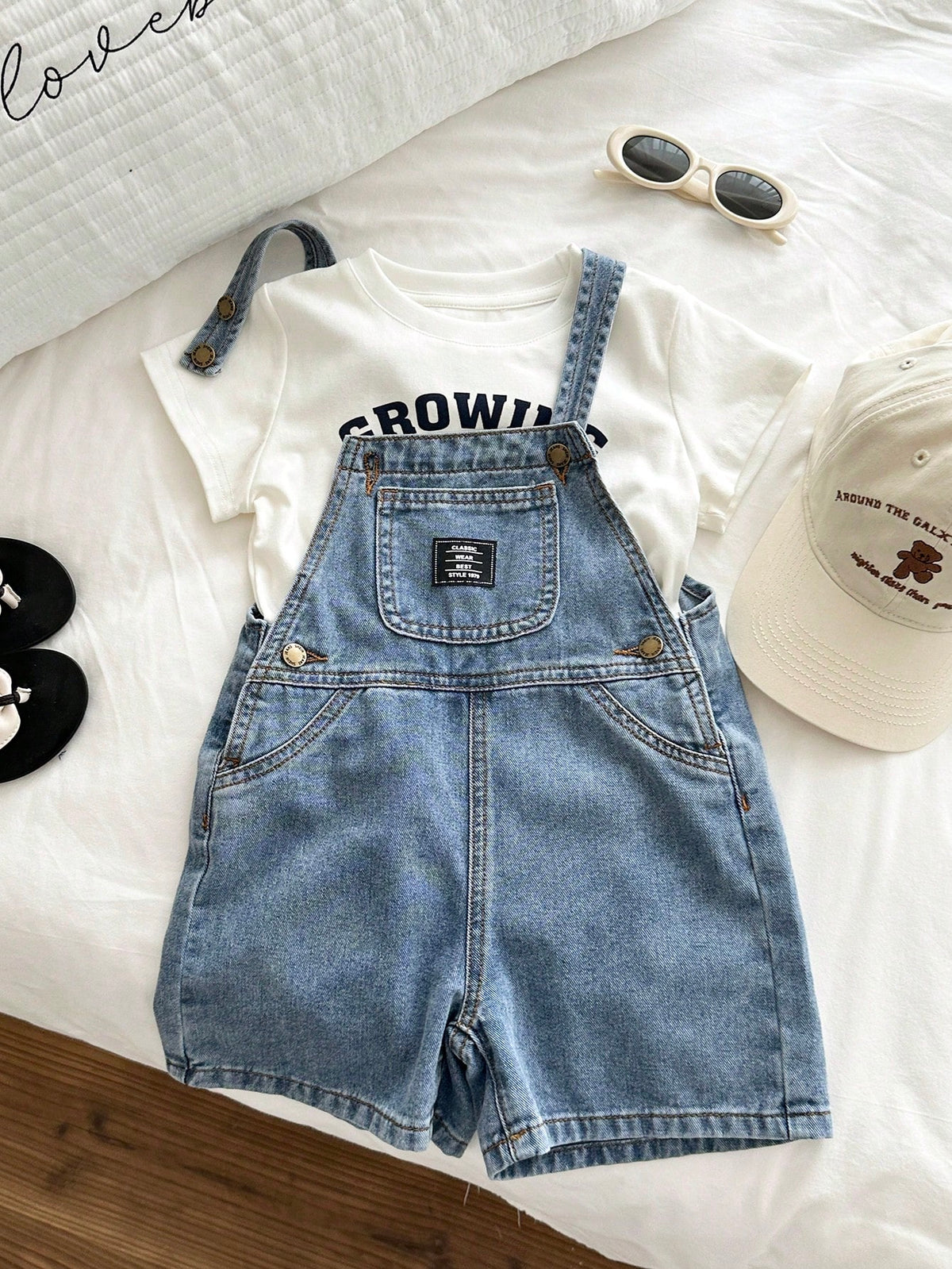 Young Boy Fitted Blue Denim Bib Shorts