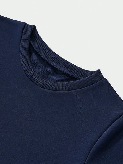 Young Boy Long Sleeve Sweatshirt, All-Match Solid Color Versatile Top, Design For Autumn And Winter