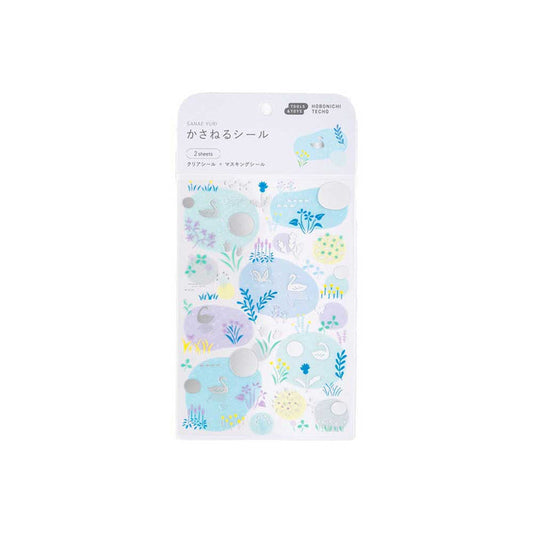 Pack of decorative stickers with swan designs on a white background